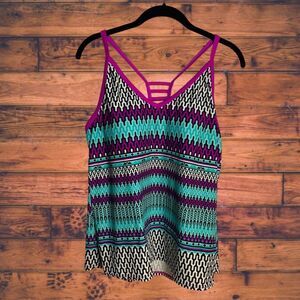 7X Swim Multi Color Boho Tankini Swimsuit Top Size 16